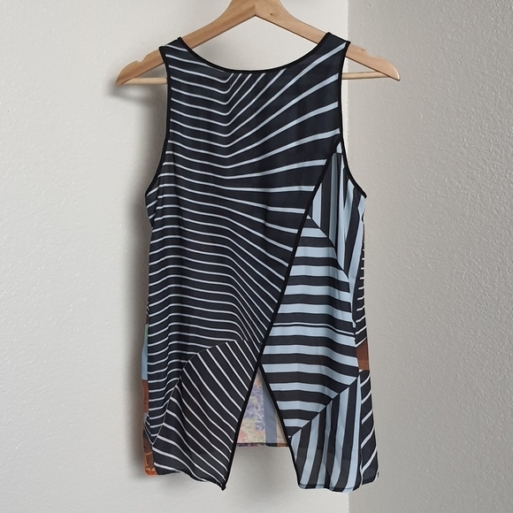 Clover Canyon Tank Top Multi Checkered Floral Stripe Sleeveless - Picture 3 of 8